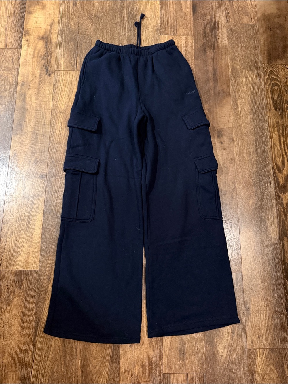 Garage Navy Wide-Leg Cargo Sweatpants